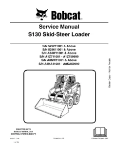 Bobcat S130 Skid-Steer Loader Service Manual 6904121 (2009)