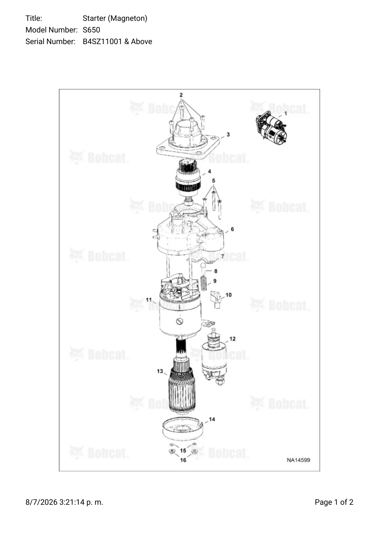 Bobcat S650 Skid-Steer Loader Illustrated Parts Manual - Serial B4SZ11001 & Above PDF - Image 3
