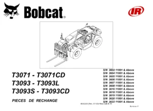 Bobcat T3071 T3093 Spare Parts Catalogue 4850200 Revision F PDF