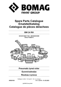 Bomag BW 24 RH Pneumatic Tyred Roller Spare Parts Catalogue 2019-2025 Deutz TCD2012