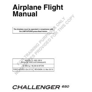 Bombardier Challenger 650 Airplane Flight Manual CL-600-2B16 - Training Edition PDF