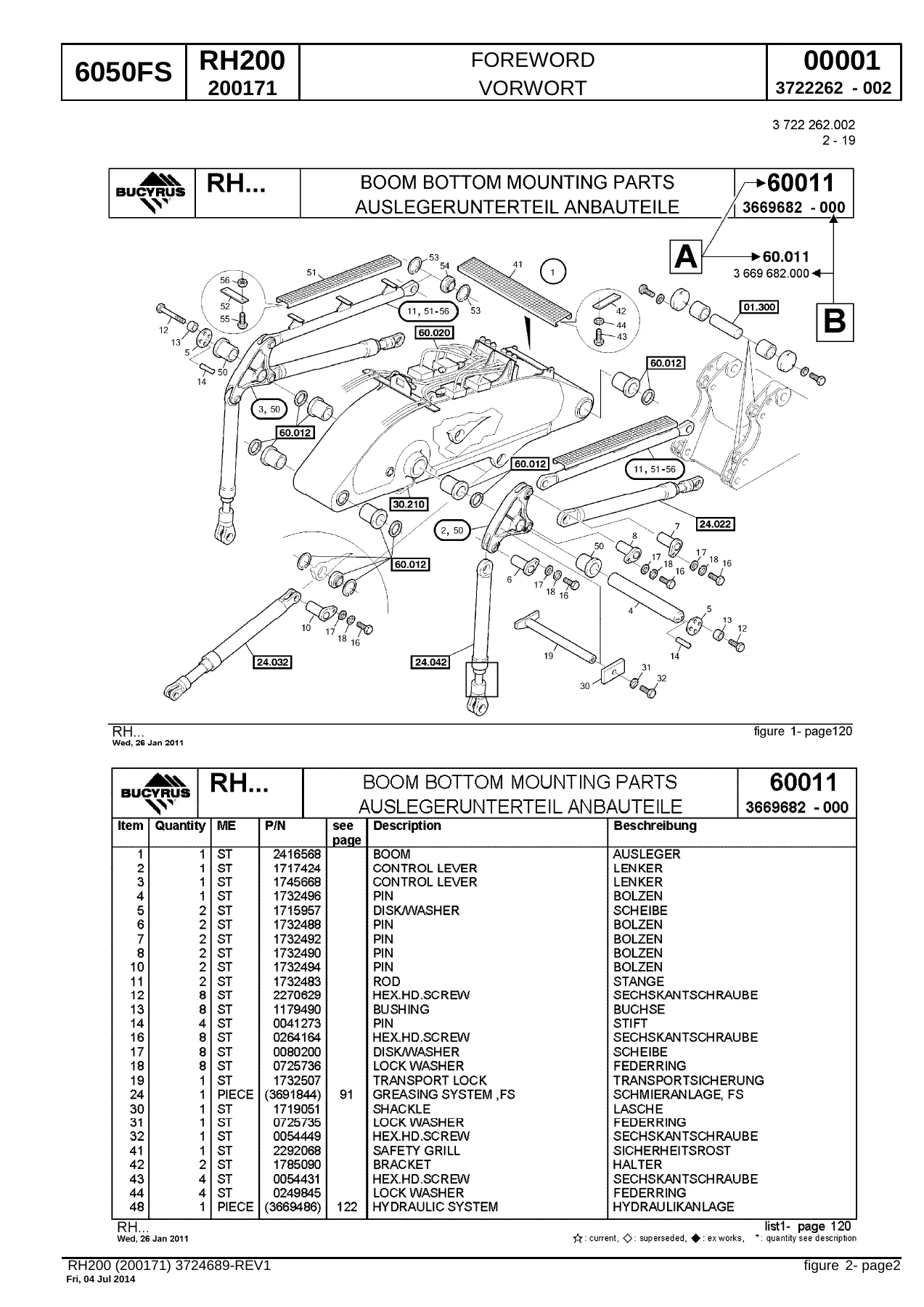 Bucyrus RH200 6050FS Hydraulic Excavator Parts Catalog 200171 - PDF Spare Parts Manual - Image 2