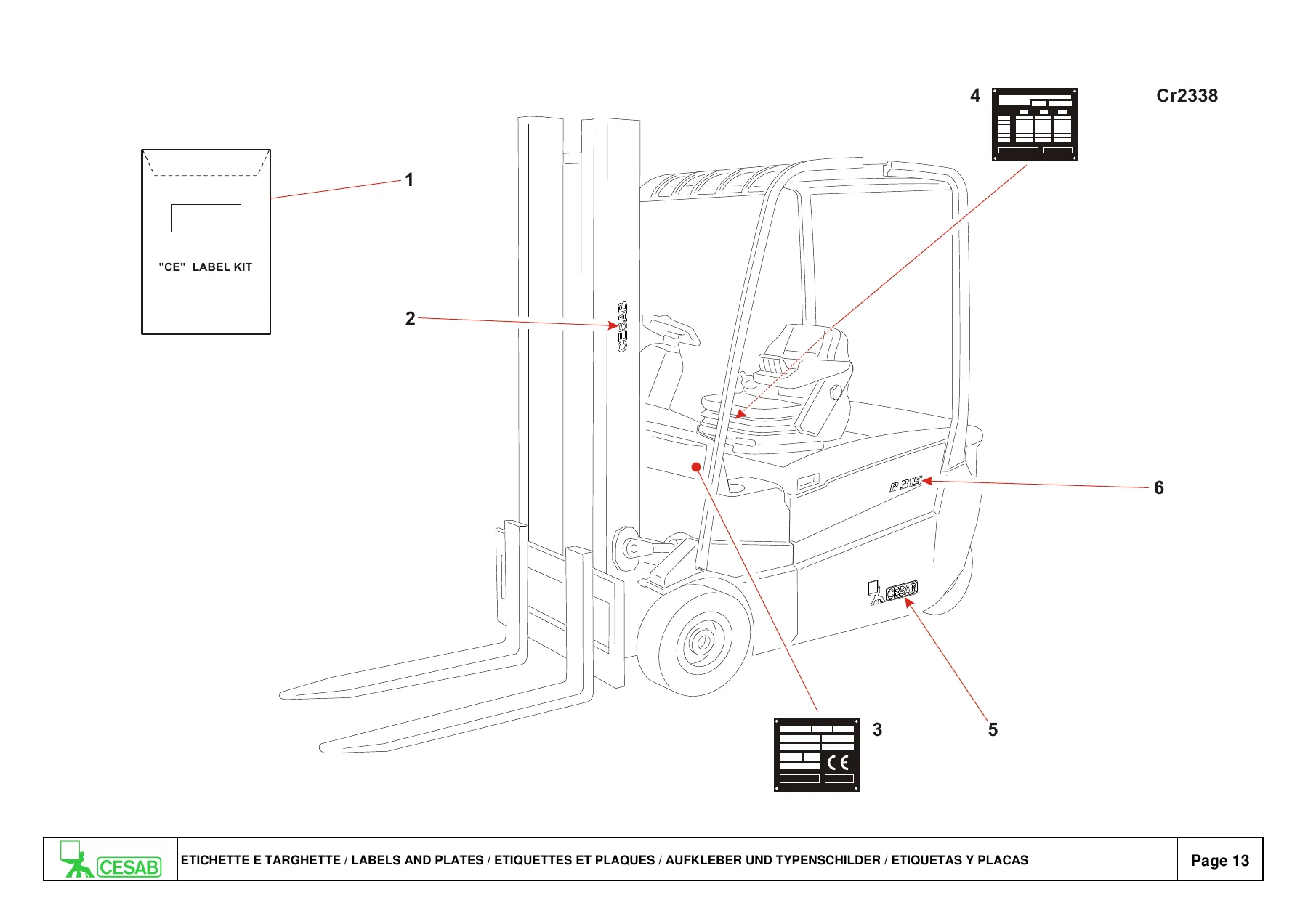 CESAB B315 B316 B316L B318 B318L B320 Forklift Spare Parts Catalogue PDF 0350202-0 - Image 2