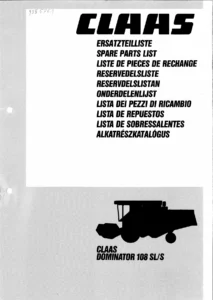 CLAAS Dominator 108 SL/S Spare Parts Catalog 185 675.1 (May 1988) PDF