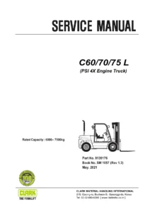 CLARK C60 C70 C75 L PSI 4X LPG Forklift Service Manual - SM 1057