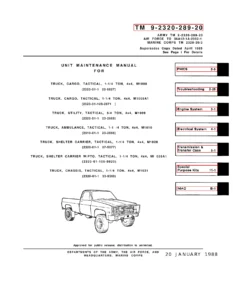 CUCV M1008 M1009 M1010 M1028 M1031 Unit Maintenance Manual TM 9-2320-289-20