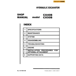 Case CX40B CX50B Hydraulic Excavator Shop Manual PDF Download
