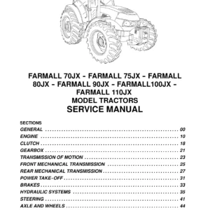 Case IH Farmall 70JX 75JX 80JX 90JX 100JX 110JX Service Manual – PDF Download