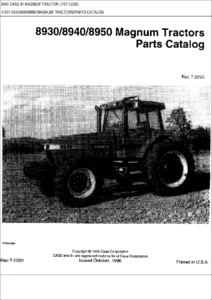 Case IH Magnum 8930 8940 8950 Tractor Parts Catalog 1997-1998 PDF
