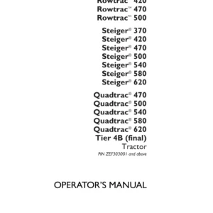Case IH Steiger 370-620, Rowtrac & Quadtrac Tractors Operator's Manual - Tier 4B 2015 PDF Download