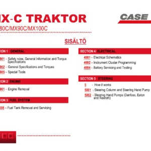 Case MX90C MX100C Tractor Service Manual 19763254 PDF Download