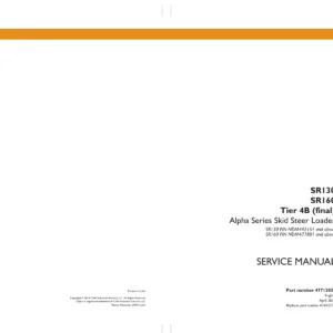 Case SR130 SR160 Tier 4B Alpha Series Skid Steer Loader Service Manual