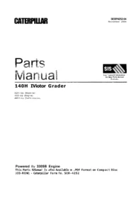 Caterpillar 140H Motor Grader Parts Manual 2006 SEBP4252-04 PDF Download