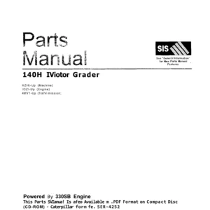 Caterpillar 140H Motor Grader Parts Manual 2006 SEBP4252-04 PDF Download