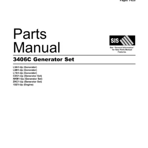 Caterpillar 3406C Generator Set Parts Manual Volume I SEBP3898-22 - Illustrated Parts Catalog
