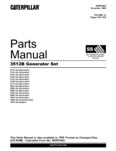 Caterpillar 3512B Generator Set Parts Manual Volume II SEBP5402 - PDF Download