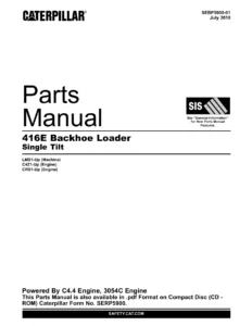Caterpillar 416E Backhoe Loader Parts Manual PDF - SEBP5900-01 Illustrated Catalog LMS1-Up