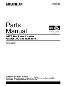 Caterpillar 442E Backhoe Loader Parts Manual - SEBP3714-01 (December 2005) PDF