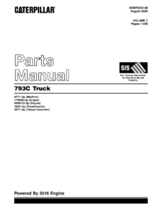 Caterpillar 793C Truck Parts Manual SEBP3022-08 August 2000 PDF