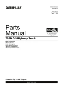 Caterpillar 793D Off-Highway Truck Parts Manual 2012 - Volumes I-III CCRC3976-86