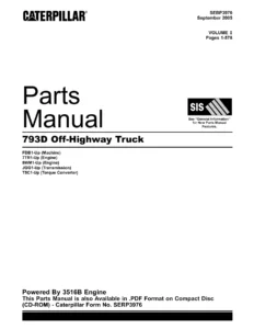 Caterpillar 793D Off-Highway Truck Parts Manual - Volume I SEBP3976 PDF