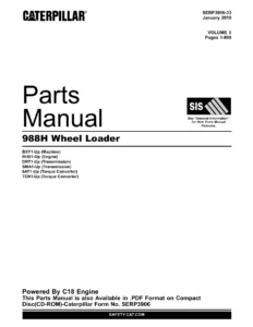 Caterpillar 988H Wheel Loader Parts Manual Volume I 2010 - SEBP3906-33 PDF Download