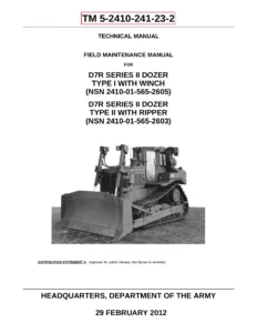 Caterpillar D7R Series II Dozer TM 5-2410-241-23-2 Field Maintenance Manual PDF