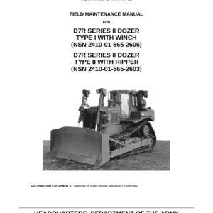 Caterpillar D7R Series II Dozer TM 5-2410-241-23-2 Field Maintenance Manual PDF
