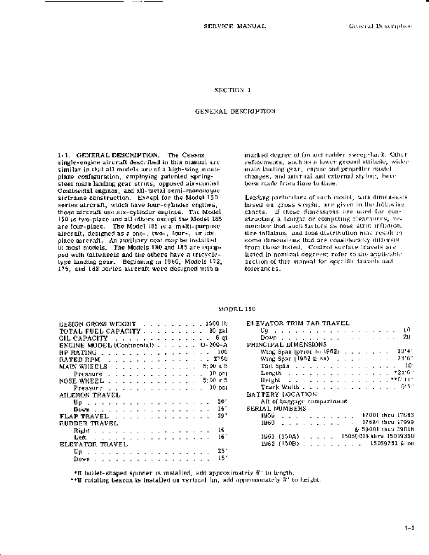 Cessna 100 Series 150 172 175 180 182 185 Service Manual 1962 and Prior - Image 3