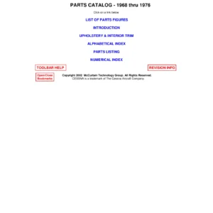 Cessna 177 Cardinal Parts Catalog 1968 thru 1976 - Illustrated Parts Manual PDF