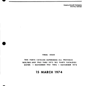 Cessna 182 Series 1962-1973 Illustrated Parts Catalog (P515-12) - PDF Download