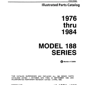 Cessna 188 Series AGwagon AGtruck AGhusky Illustrated Parts Catalog 1976-1984