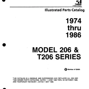 Cessna 206 & T206 Series 1974-1986 Illustrated Parts Catalog U206F U206G Stationair