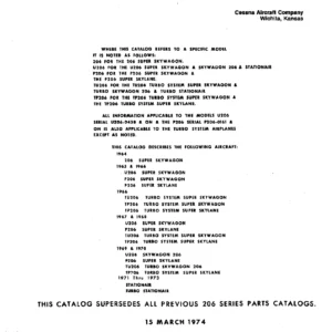 Cessna 206 U206 P206 TU206 TP206 1964-1973 Illustrated Parts Catalog