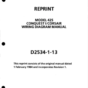 Cessna 425 Conquest I Corsair Wiring Diagram Manual 1984-1994