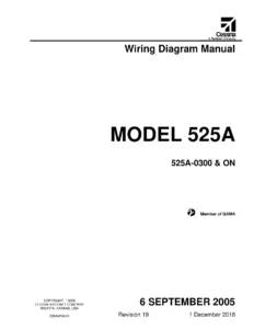 Cessna Model 525A CitationJet Wiring Diagram Manual 525A-0300 & On Rev 19