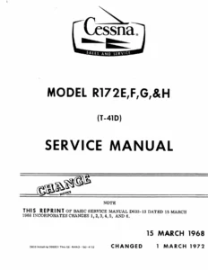Cessna R172E F G H T-41D Service Manual 1968-1972 Repair PDF
