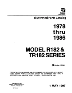 Cessna Skylane RG R182 TR182 1978 thru 1986 Illustrated Parts Catalog