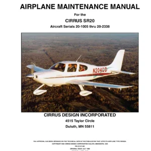 Cirrus Design SR20 Airplane Maintenance Manual - Serials 20-1005 thru 20-2338