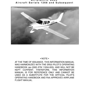 Cirrus SR20 All-Electric Airplane Information Manual - Serials 1268 and Up (P/N 13999-003, Jan 2005) PDF Download