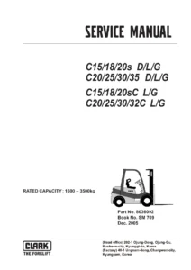 Clark C15-C35 D L G Forklift Service Manual SM 709 Complete Workshop Guide
