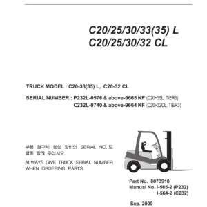 Clark C20/25/30/33(35)L & C20/25/30/32CL Forklift Parts Manual - Tier3 PDF