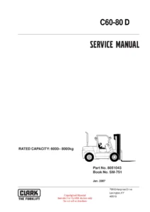 Clark C60D C70D C80D Forklift Service Manual SM-751 - PDF