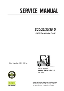 Clark S20 S25 S30 S35 D ISUZU Tier 4 Forklift Service Repair Manual β PDF Download