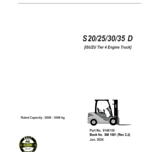 Clark S20 S25 S30 S35 D ISUZU Tier 4 Forklift Service Repair Manual – PDF Download