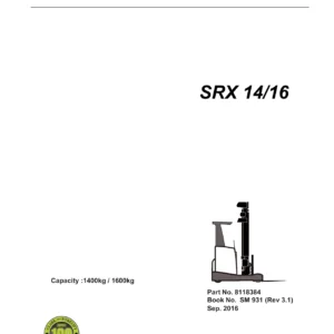 Clark SRX14 SRX16 Electric Reach Truck Service Manual - SM 931 PDF