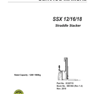 Clark SSX12 SSX16 SSX18 Straddle Stacker Service Manual - SM 994