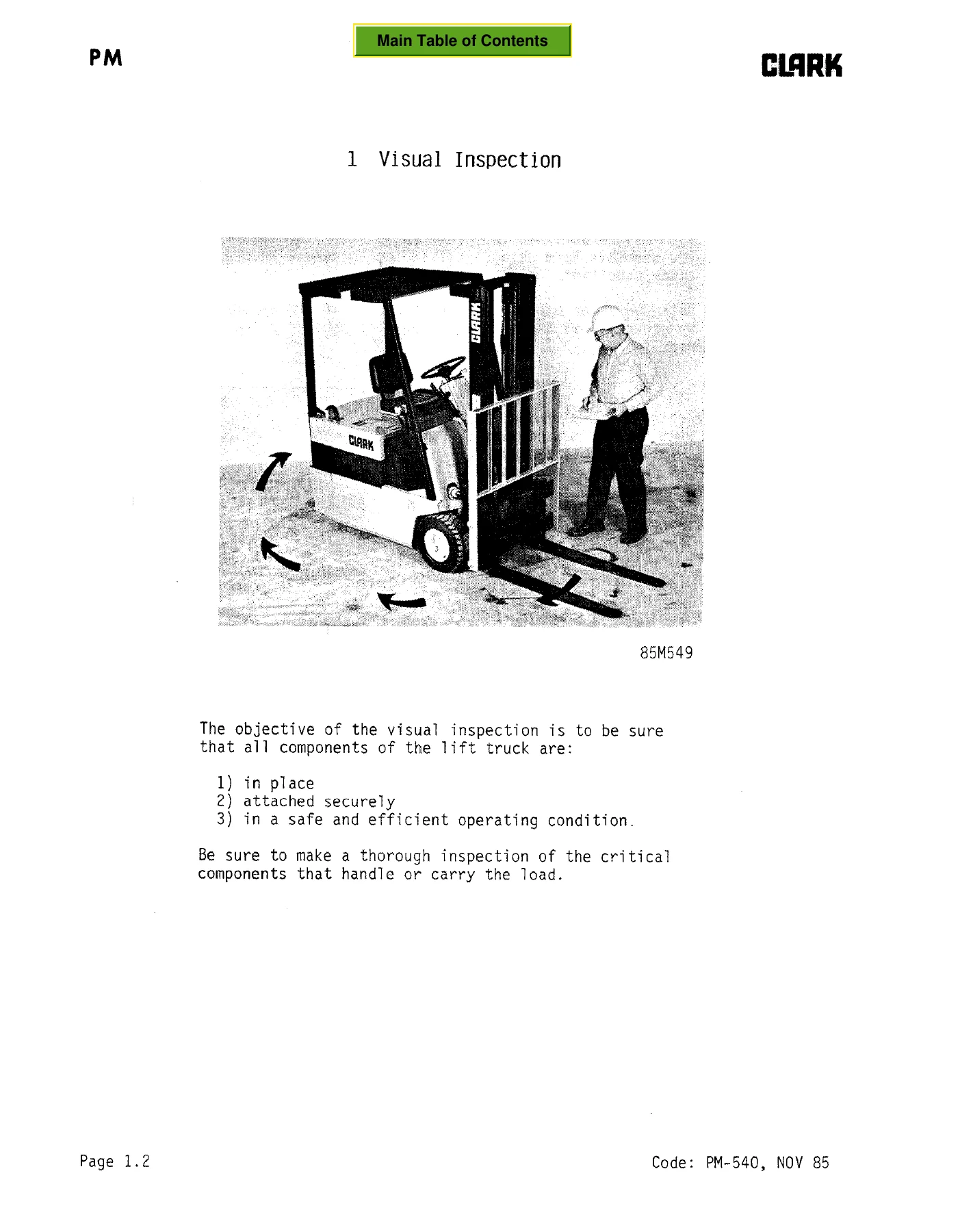 Clark TM12-25 36-Volt Electric Lift Truck Service Manual (SM 555) PDF - Image 2