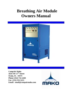CompAir Mako Breathing Air Module BAM Owner's Manual - Operation, Maintenance & Troubleshooting