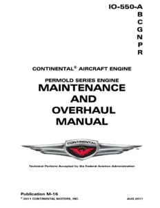 Continental IO-550 A B C G N P R Permold Series Engine Maintenance and Overhaul Manual M-16 2011